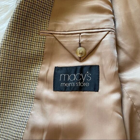 Lauren Ralph Lauren Men’s Wool Sports Coat Blazer Tan Houndstooth Size 44R - Picture 10 of 11